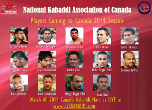 Indian Kabaddi Players that got Visas for Canada Kabaddi Season 2014