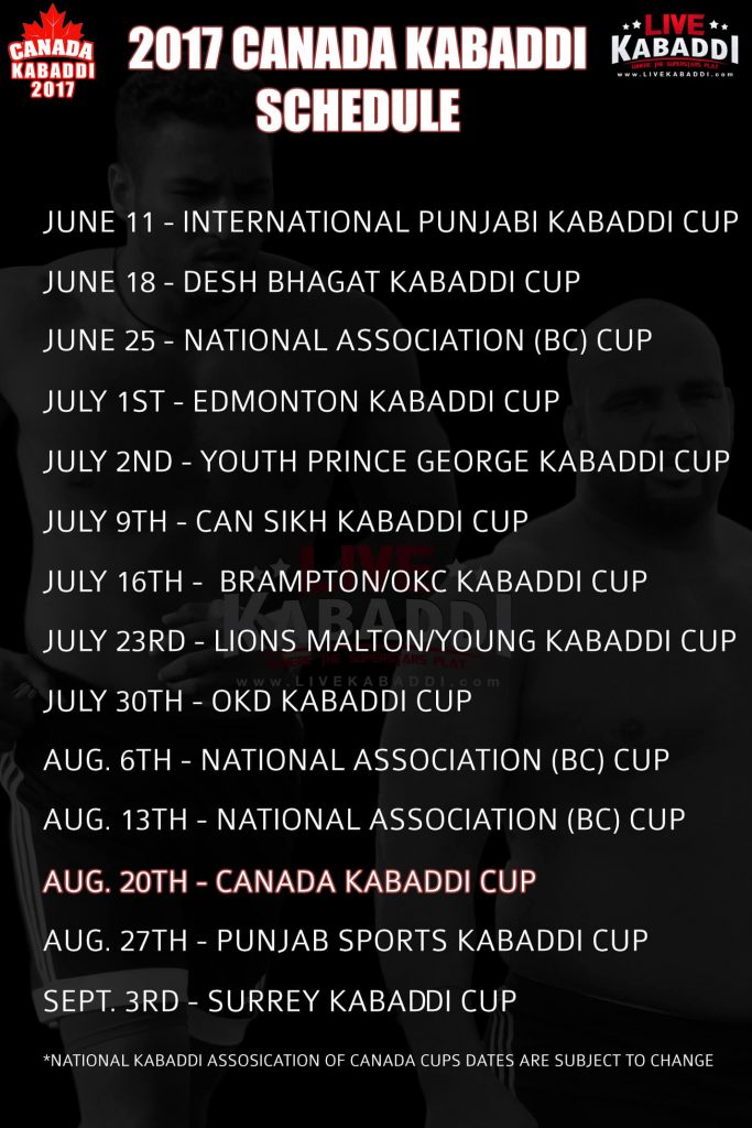 2017 Canada Kabaddi Schedule Released! Live Kabaddi